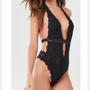 Black Lace halter teddy
